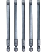 HARFINGTON 5pcs SL6 Magnetic Slotted Screwdriver Bits 6mm S2 Steel Flat Head Screwdriver Bit 1/4"...