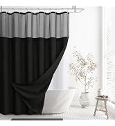 Naturoom Black Linen Shower Curtain with Snap in Liner Set and Hooks Rustic Style Modern Farmhous...