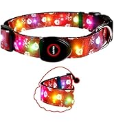 Christmas Light Up Dog Collar, LED Dog Collar Glow in The Dark - USBC Rechargeable, 3 Flashing Mo...