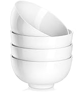 MALACASA 26 oz Porcelain Soup Bowls, 6" Cereal Bowls - White Bowls Set of 4 for Soup, Cereal, Oat...