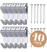 Performore 10 Pack of Heavy Duty Picture Hanging Hooks with Nails, 100lbs Picture Hanging Kit Har...