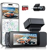 GKU Dash Cam Front and Rear, 3.18'' Touchscreen, 4K+1080P Dashcam, Built-in GPS, 5.8GHz WiFi Dash...