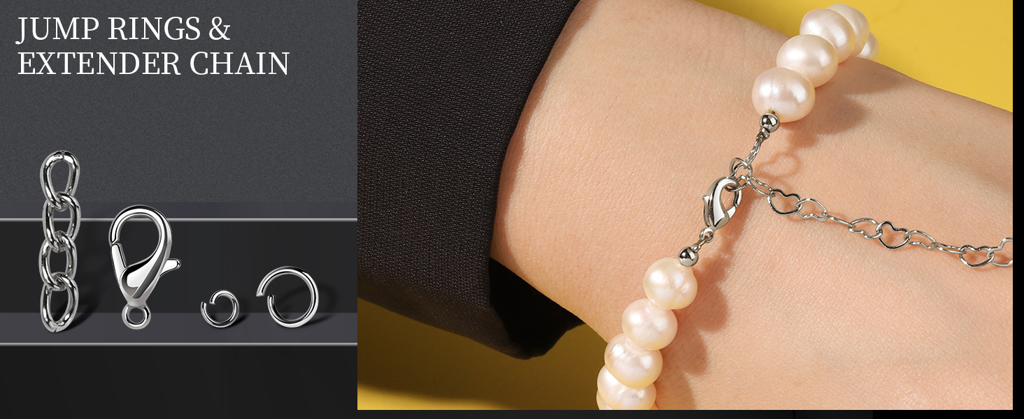 Jump Rings & Extender Chains & Small Loster Claw Clasps for Jewelry Making