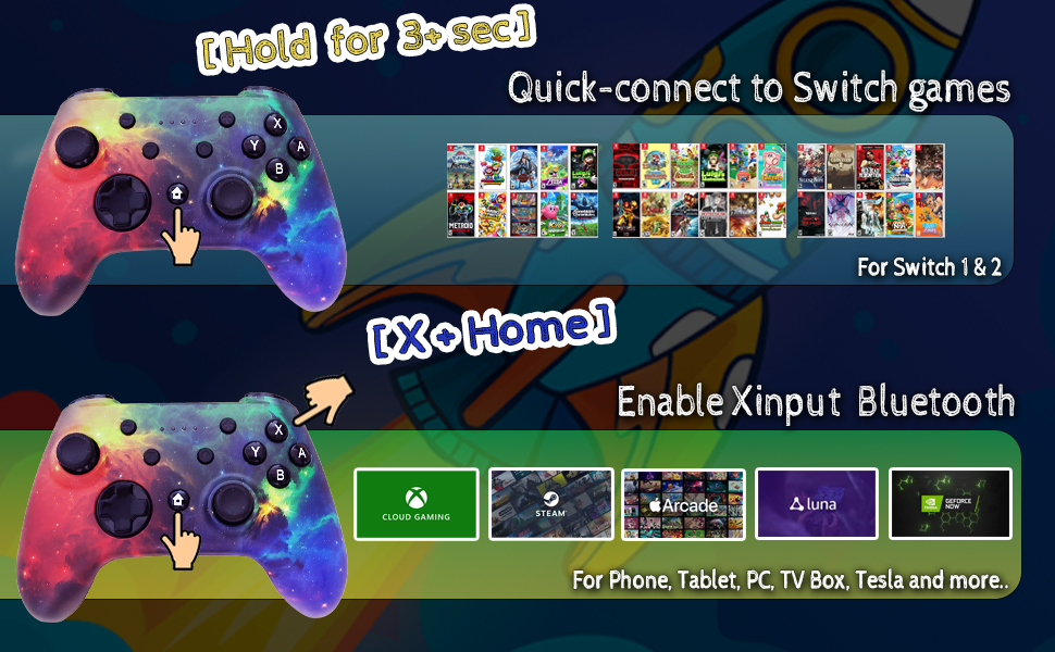Bluetooth Controller for iPhone, iPad,Mac,Apple TV, PC, Tesla, Switch1,Switch2