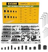 SVLING Set Screw Assortment Kit 700PCS, 25 Sizes Metric and SAE Set Screws M3 M4 M5 M6 M8 1/8" 5/...