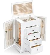 Emfogo Jewelry Box for Women, 5 Layer Large Wood Jewelry Boxes & Organizers for Necklaces Earring...