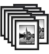 HEART ART 11x14 Picture Frame Set of 9,Display 11 x 14 Frame For 8x10 Picture Frame With Mat,11 b...