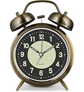 Azyh Loud Alarm Clock for Heavy Sleeper, 4 Inches Twin Bell Battery Operated Metal Alarm Clocks w...