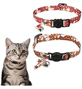 Christmas Cat Collar Breakaway 2 Pack, Cat Collar with Bell & Charms, Adjustable Kitten Cute Chri...