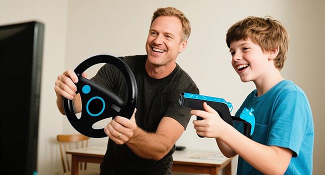 The scene of playing games on the steering wheel