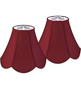 GO&SO Set of 2 Burgundy Bell Lamp Shades Scalloped Lamp Shade Petal Edge Braid 6