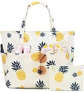 KABAQOO Extra Large Beach Bag Waterproof Sandproof Women Beach Tote with Zipper & Wet Compartment...