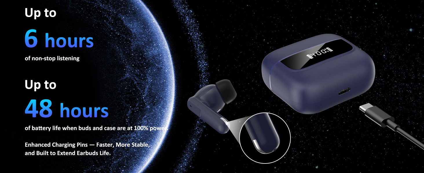 Wireless Earbuds Bluetooth 5.4, 6 Mic ENC Noise Cancelling Clear Call, in Ear Buds
