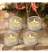 JOYIT Clear Votive Candle Holders Bulk Set of 4, Tealight Candle Holder for Wedding Table Centerp...