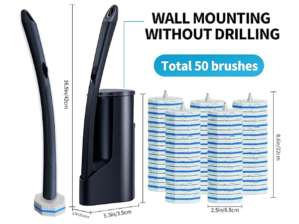 Disposable Toilet Brush with 50 Replacement Heads