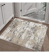 PureCozy 2x3 Abstract Area Rug Brown Washable Modern Entryway Carpet Non Slip Ultra Soft Neutral ...
