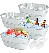4Pcs 4 Gallon Galvanized Bucket Ice Bucket Large Metal Drink Buckets for Parties Beer Beverage Tu...