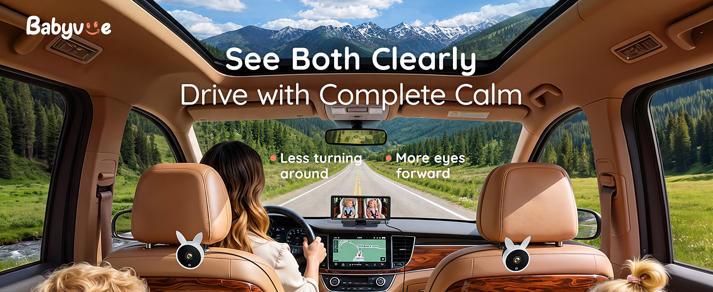 Dual Car Camera Baby Monitor for 2 Kids Baby Car Mirror Rear Facing