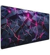 SEIFUD Oversized Gaming Mouse Pad with Neon Pink Design, Black Rubber Backing, 35.4 x 15.7 Inches...
