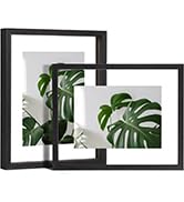 Egofine 8x10 Floating Frames Set of 2, Double Glass Picture Frame, Made of Solid Wood Display Any...