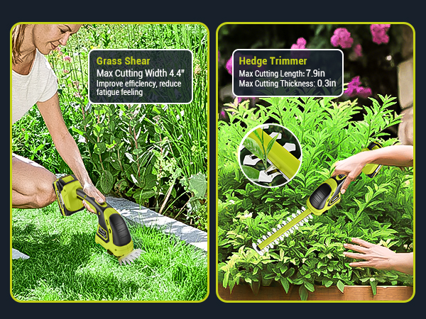 EWORK 2-IN-1 CORDLESS HEDGE TRIMMER & GRASS SHEAR