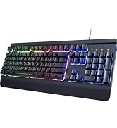 RisoPhy Gaming Keyboard, 104 Keys All-Metal Panel, Rainbow LED Backlit Silent Computer Keyboard, ...