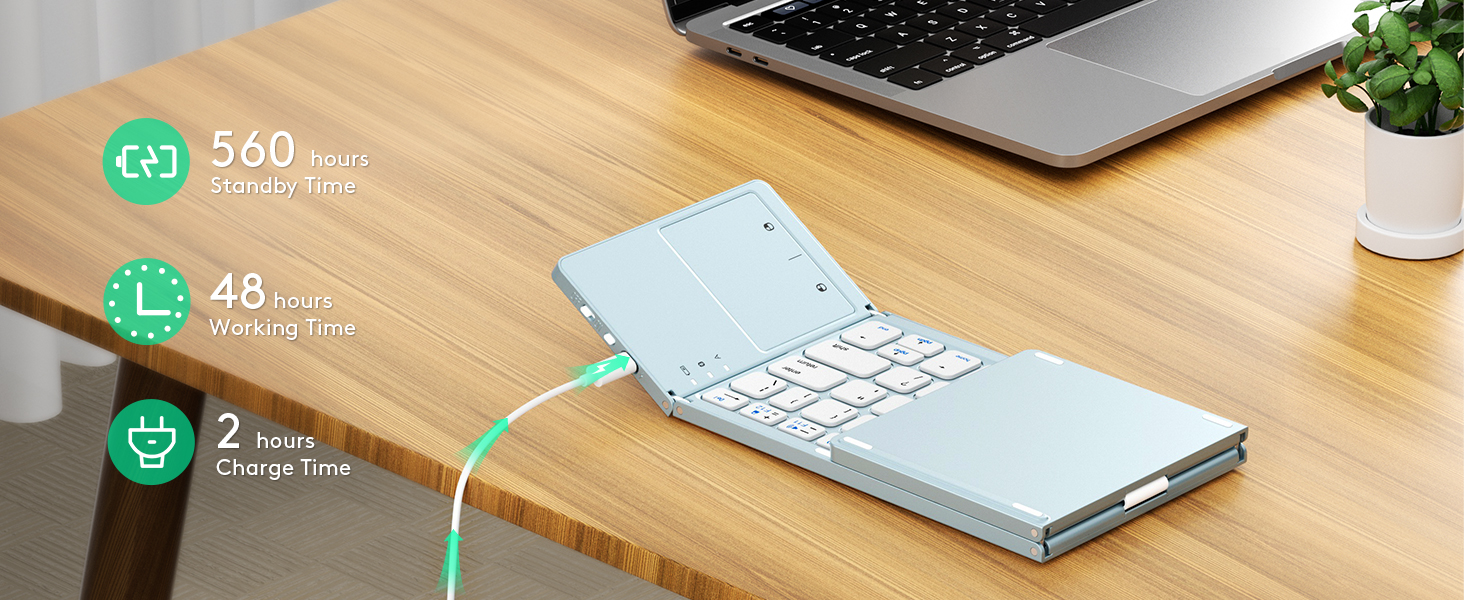 Rechargeable folding keyboard