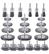 Rocaris 24 Pack Carbon Steel Wire Wheel Brush with 1/4-Inch Hex Shank, Cup Brush, Wheel Brush, Pe...