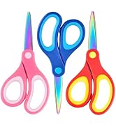SCAIKTIG 5" Kids Scissors Set(3 Pcs), Safety Rounded edge Blunt-Tip, Titanium Coating Blades, Com...
