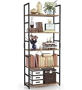 NUMENN 5 Tier Bookshelf, Tall Bookcase Shelf Storage Organizer, Modern Book Shelf for Bedroom, Li...