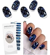 JMEOWIO Gel Nail Stickers Dark Blue Semi Cured Gel Nail Strips Wraps UV/LED Nails Art Design Deco...