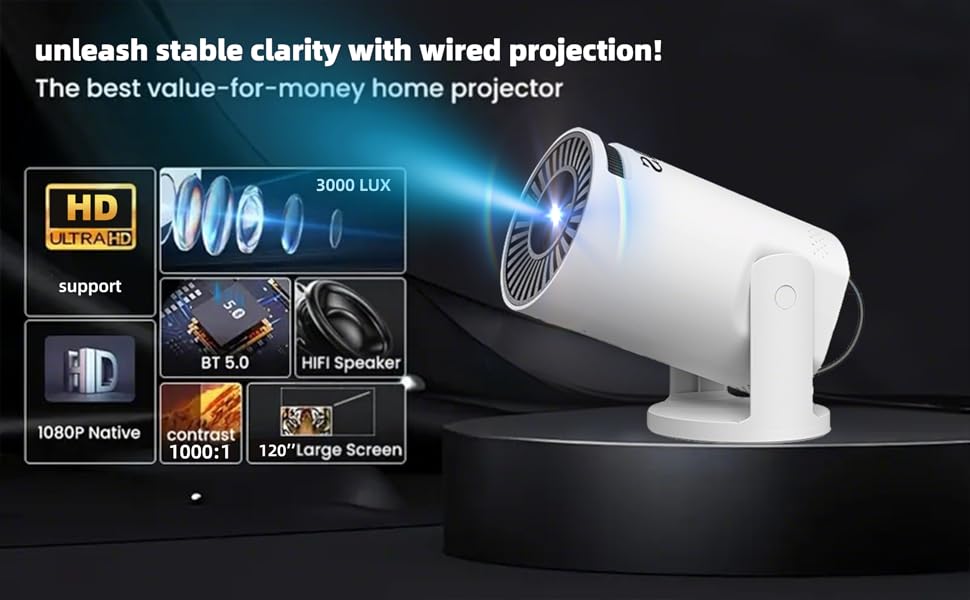 projector;mini projector;portable projector;projector with wifi and bluetooth;projector for bedroom