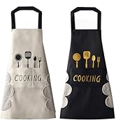 DILLMAN Women Kitchen Apron with Hand Wipe Pockets,Big Pocket,Hand-wiping, Waterproof for Cooking...