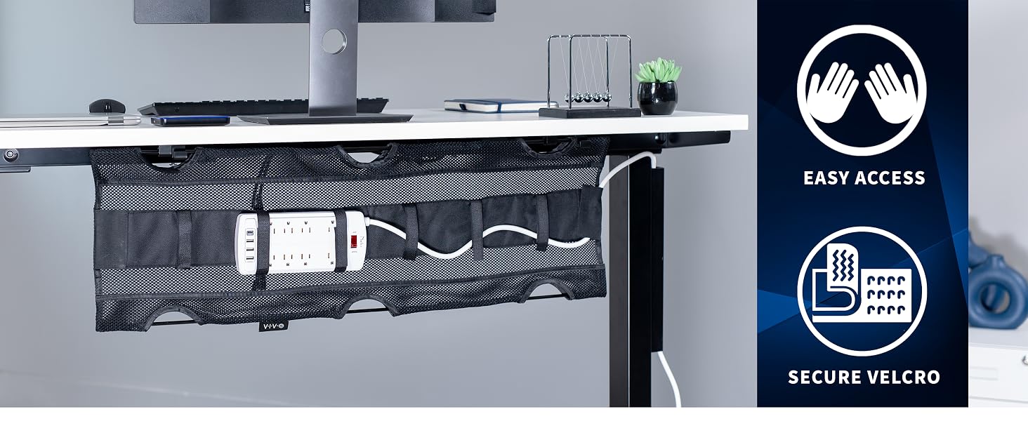 Under desk cable management cord management cable organizer cable storage power strip holder mesh