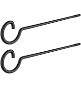 QTJUST Plant Hooks,2 Pack 12 Inch Bird Feeder Wall Hooks - Black Metal Screw Hooks for Hanging Pl...