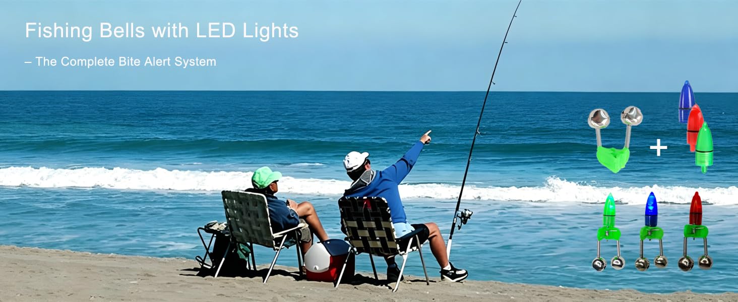 fishing bells with LED lights fishing bells and LED light for day and night fishing bite alerts