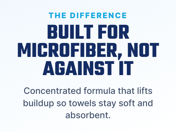 Concentrated microfiber detergent removes wax, polish, dirt, and grime.