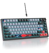 Mosptnspg 75% TKL Wired Mechanical Keyboard,RGB Backlit Gasket Mount 82 Key Hot Swappable Custom ...