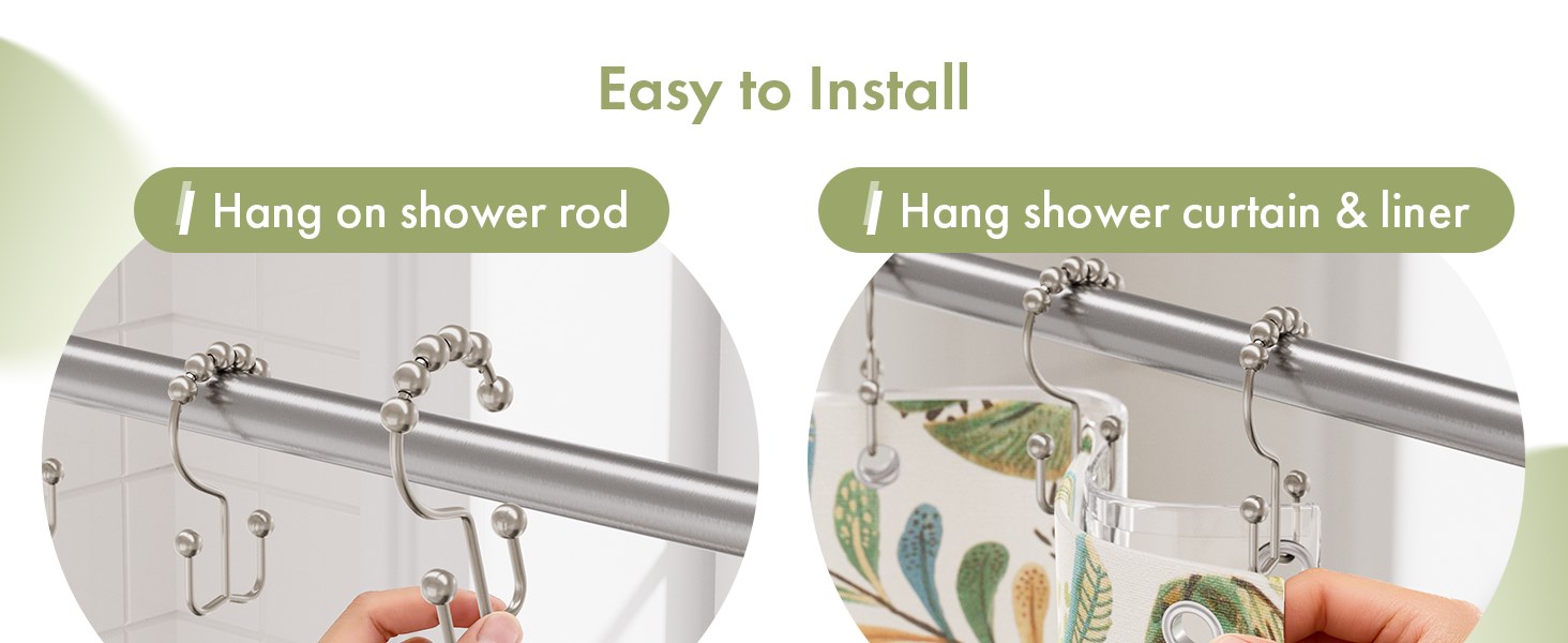 Amazer Double Shower Curtain Hooks