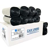 Reli. 33 Gallon Trash Bags Heavy Duty (250 Count Bulk), Made in USA | Black Garbage Bags 30 Gallo...