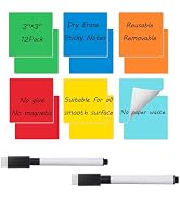 Reusable Dry Erase Sticky Notes, Dry Erase Stickers Labels, 12 PCS 3"x3" Removable Whiteboard Sti...