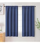 WelvetBLK Blue Curtains for Bedroom Living Room 63 Inch Length 2 Panels Set, Soft Airy Solid Faux...