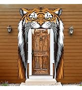 WADORN Tiger Door Banner Decorations, Wildlife Animals Jungle King Birthday Banners Porch Photo W...