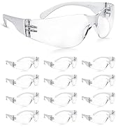 amoolo Clear Safety Glasses Bulk of 24, Protective Eyewear for Men Women, ANSI Z87.1 Impact Resis...