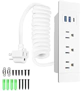 Recessed Furniture Power Strip,Mounted Furniture Drawer Outlet with Outlet Extender - 5FT Power C...