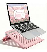 KYQEE Cute Pink Laptop Stand for Desk - Adjustable Foldable Laptop Riser, Fun White Elephant for ...