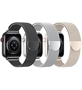 BELONGME 3 Pack Mesh Loop Compatible with Apple Watch Band 38mm 40mm 41mm 42mm 44mm 45mm 49mm Ser...