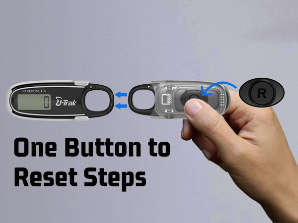 U-Trak 3D Pedometer for Walking with one button to reset