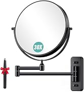 Auxmir 1X/30X Wall Mounted Makeup Mirror, Double Sided Magnifying Mirror with Tweezers, Bathroom ...