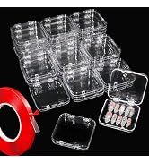 24pcs Press on Nail Storage Box with 10M Adhesive Double Sided Tape Acrylic Nail Display Box Arti...